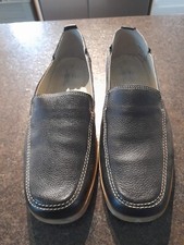 LADIES COMFITTS SIZE 7  EEE BLACK FAUX LEATHER SLIP ON LOW HEEL LOAFERS/ SHOES. 