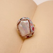 White Keshi Pearl Tourmaline