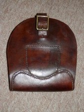 Military WW2 Brown Leather Horseshoe Case Brass Buckle & Inner Nail Pocket 1943