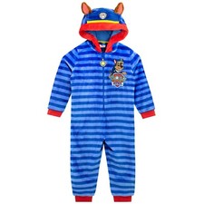 Kids Paw Patrol Sleepsuit Boys Pyjama All In One Chase Dog PJs Blue Hooded