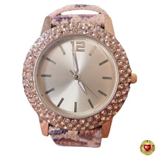 Branded Rose gold-tone crystal  ladies watch faux leather leopard print strap