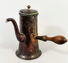 Georgian Antique Copper Chocolate Pot – Turned Wood Side Handle c.1800