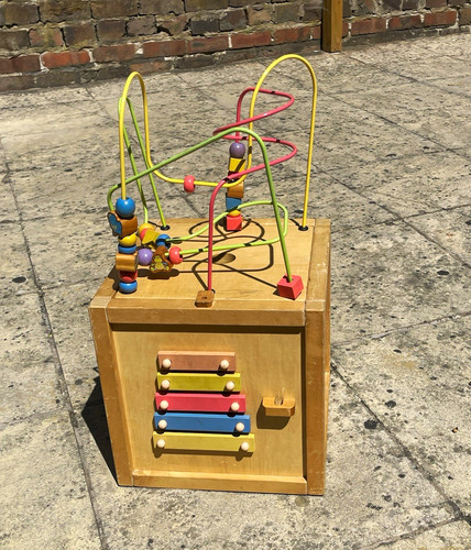 Wooden activity cube - cube, bead