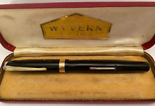 Wyvern 690 black celluloid fountain pen, 1950s, box, serviced