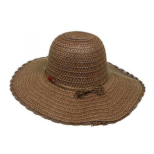Straw big rim hat beads - hat,