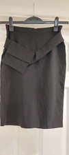 Vintage Topshop Black Stretch Polyester Pencil Slim Skirt with Bum Bag - Size 12