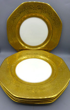 5 Gold Encrusted Dinner Plates
