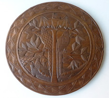 African Carved Wooden Plaque/Wall Hanging Bat, Bird, Reptile