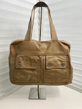 Ally Capellino Tan Leather Tote Bag Soft Supple Leather Canvas Interior Zip