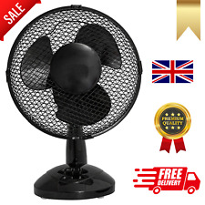 1x Black 9" Inch Small Oscillating 2 Speed Air Cooling Desk Work Top Fan