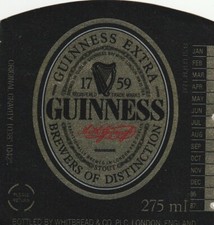 BEER BOTTLE LABEL - GUINNESS - GUINNESS EXTRA (BOTTLED BY WHITBREAD)
