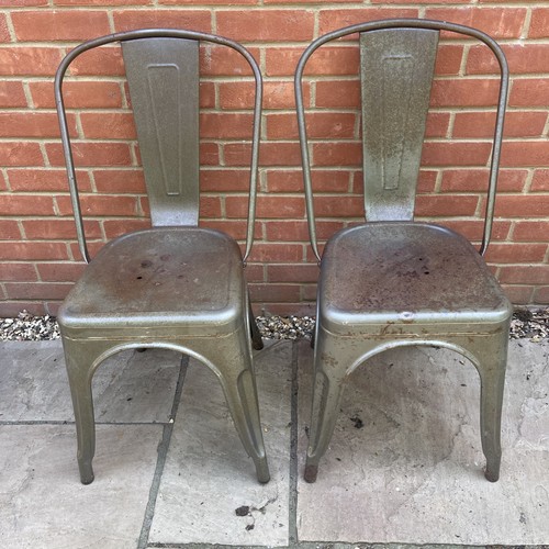 Two tolix style cafe - cafe, chairs
