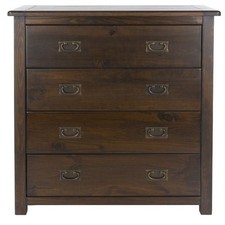 Dark Wood 4-Drawer Chest Boston Colonial Style Chest of Drawers