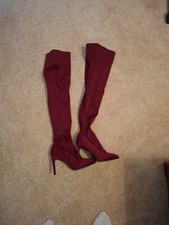 Red Thigh High Boots, Size 7