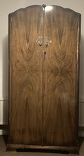 Elegant Vintage Walnut Veneered Wardrobe. 