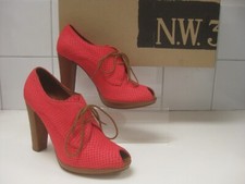 HOBBS 4 COURT SHOES block high heels FITZJOHN DESERT PEEPtoe snake raspberry