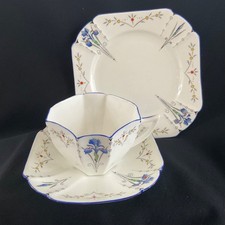 SHELLEY Queen Anne Shape-  BLUE IRIS TRIO -  723404 - 11561 Art Deco VGC