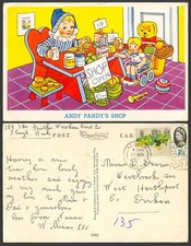 Clown, Teddy Bear, Andy Pandy's Shop Open, Toys, Trumpet Comic 1964 Old Postcard