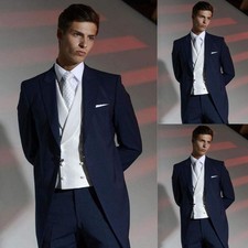 Navy Men Suits Wedding Groom Formal Prom Party Shawl Lapel Men Tuxedos Pants