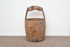 old vintage wooden rice bucket