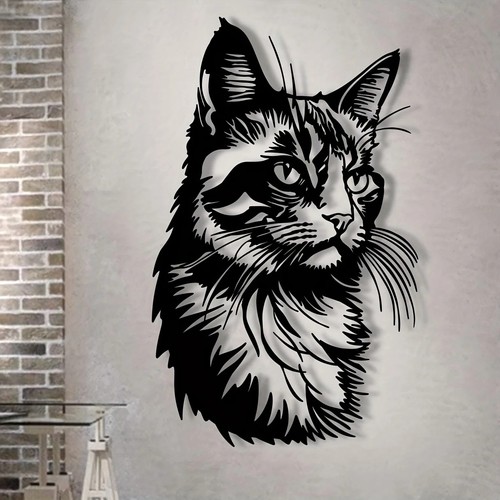 Cat metal wall art hanging - wall,