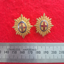 Blues & Royals Regiment Officers Gilt Enamel Pip Rank Collar Badges