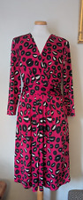 Issa London Women's Pink Lips Pattern Faux Wrap Stretchy Dress UK 14 Free Post
