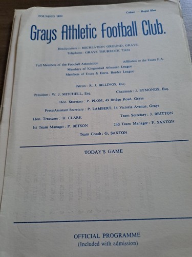 Grays athletic rainham town - grays, v