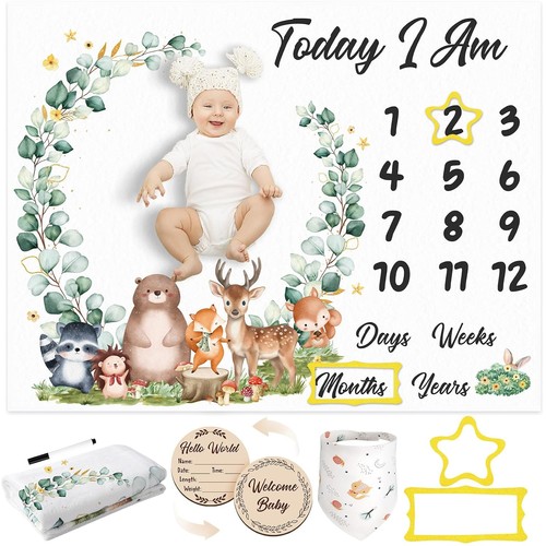 Baby milestone flannel blanket - flannel,