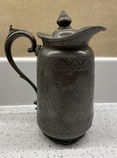Pewter lidded coffee / water jug very early with base stamps