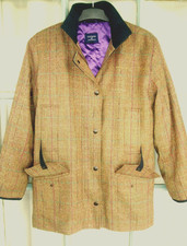 COUSINS Of CHELTENHAM Ladies Tweed Field Coat Fits 16-18 Tan, trims- insulated