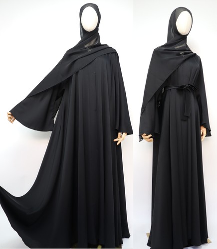 Dubai abaya crinkle open flare - abaya,