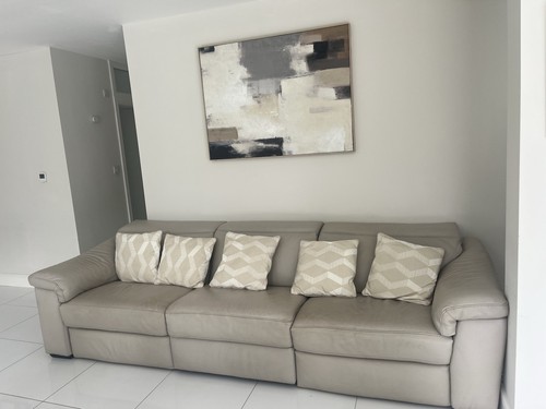 Beige leather seater - 4-seater, sofa