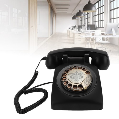 Black retro phone 1960s style - black,