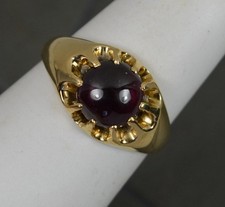 Victorian 18ct Gold and Garnet Cabochon Solitaire Gypsy Ring