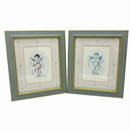 Vintage pair blue gold trim - vintage,