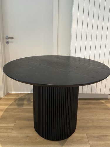 Black round oak dining - black,