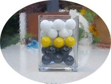 PARLAN - Rectangular Clear Glass Vase Modern Minimalist + coloured glass balls