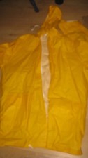 waterproof yellow trousers AND JACKET  xxl new BEEN IN ATTIC FEW MARKS