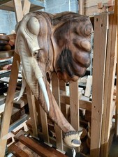 Carved Elephant Head Bust