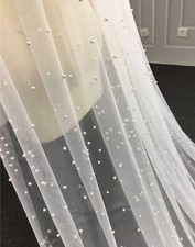 Bridal Pearl Ivory Cathedral Veil 1 Tier Luxury Soft Tulle Cut Edge With Comb