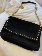 ZARA Beautiful Black Studded Gold Shoulder Handbag Bag Great Condition