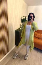 Women's Plain Waterfall Fishnet Eyelet Long Sleeve Open Front Spring Cardigan