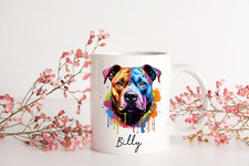 FREE POST STAFFORDSHIRE BULL TERRIER WHITE MUG, STAFFIE MUG, DOG MUG, STAFFIE