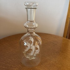 Vintage Glass Ship in Bottle Ornament Spanish Galleon
