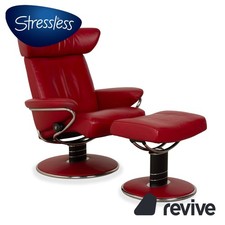Stressless Jazz Leather Chair Red Manual Function Incl. Ottoman Size M