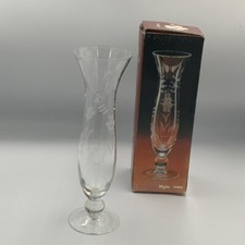 Vintage Glass Bud Vase Etched