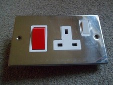 Contactum Cooker Socket Control Unit - Brushed Chrome/White Insert