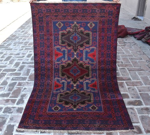 Blue vintage afghan - blue,