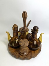 Vintage amber glass cruet - amber,